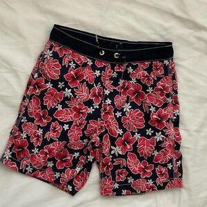 GAP Men's Floral Swim Shorts - Red and Black